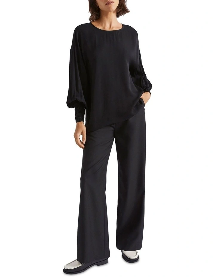 Twill Billow Blouse in Black