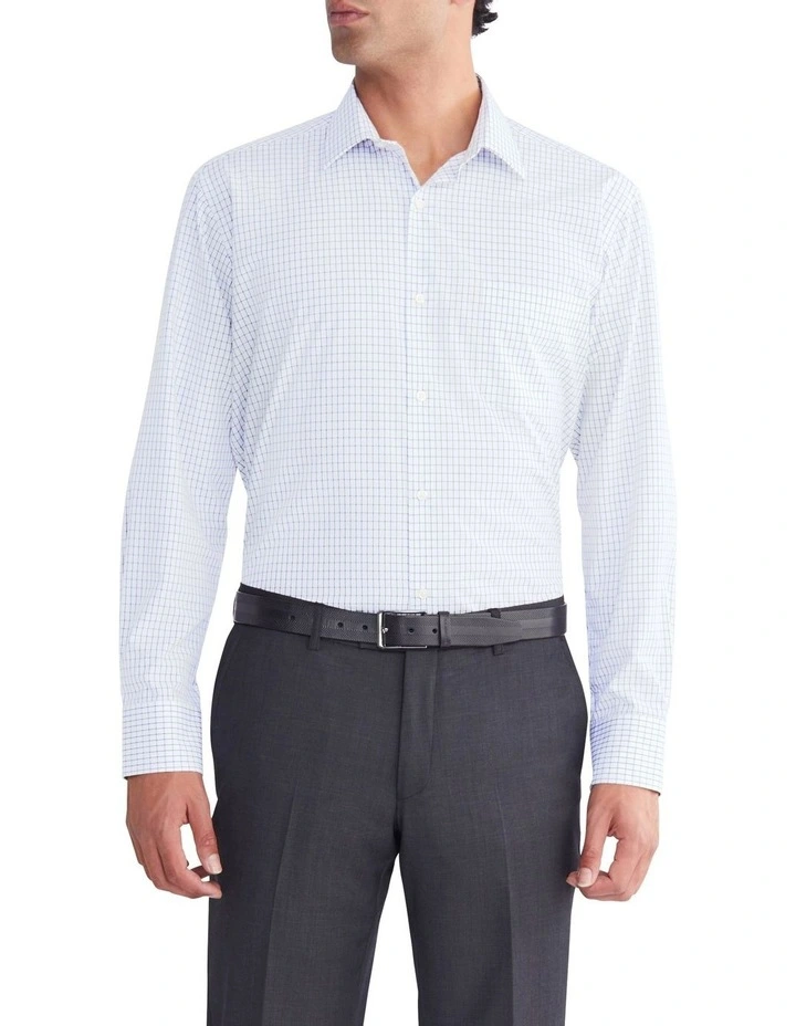 Mid Check Slim Long Sleeves Shirt in Sky