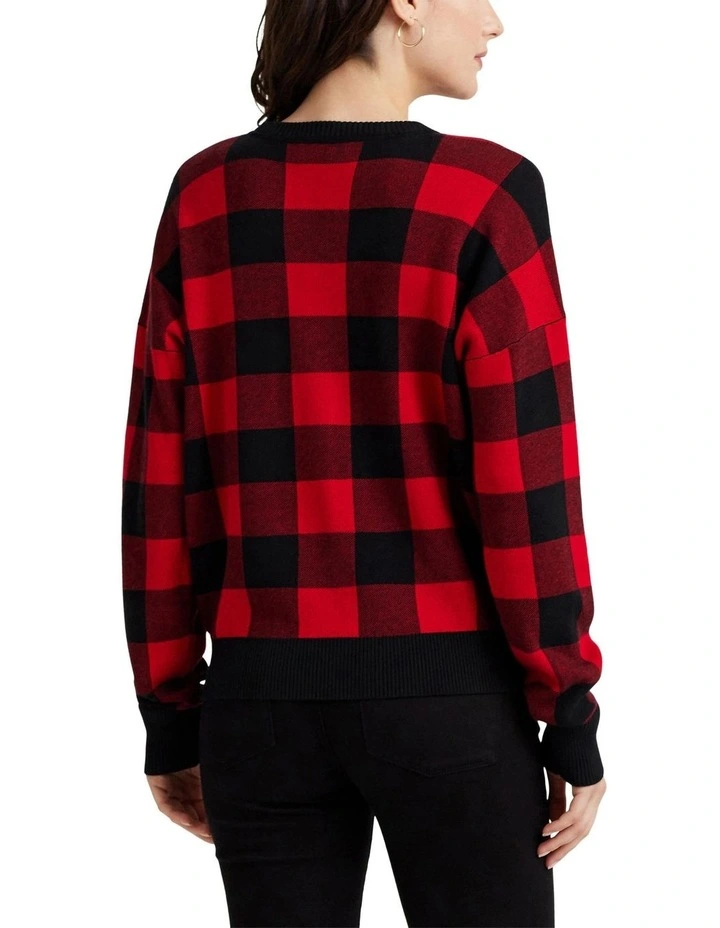 Buffalo Check Cotton-Blend Sweater in Red