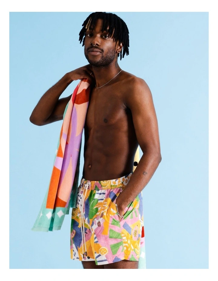 Fruit Salad Print Swim Short in Assorted
