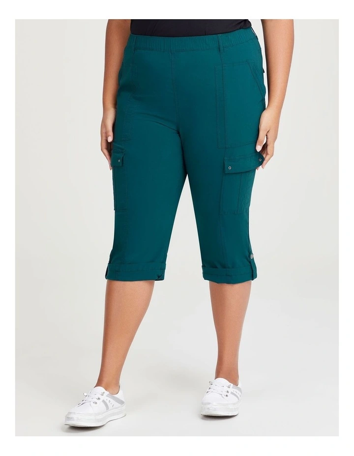 Castaway Cargo Crop Pant in Deep Teal