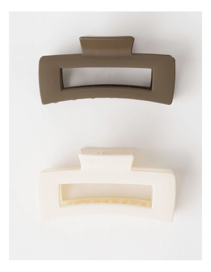 2 Pack Rectangle Claw Clip in Natural