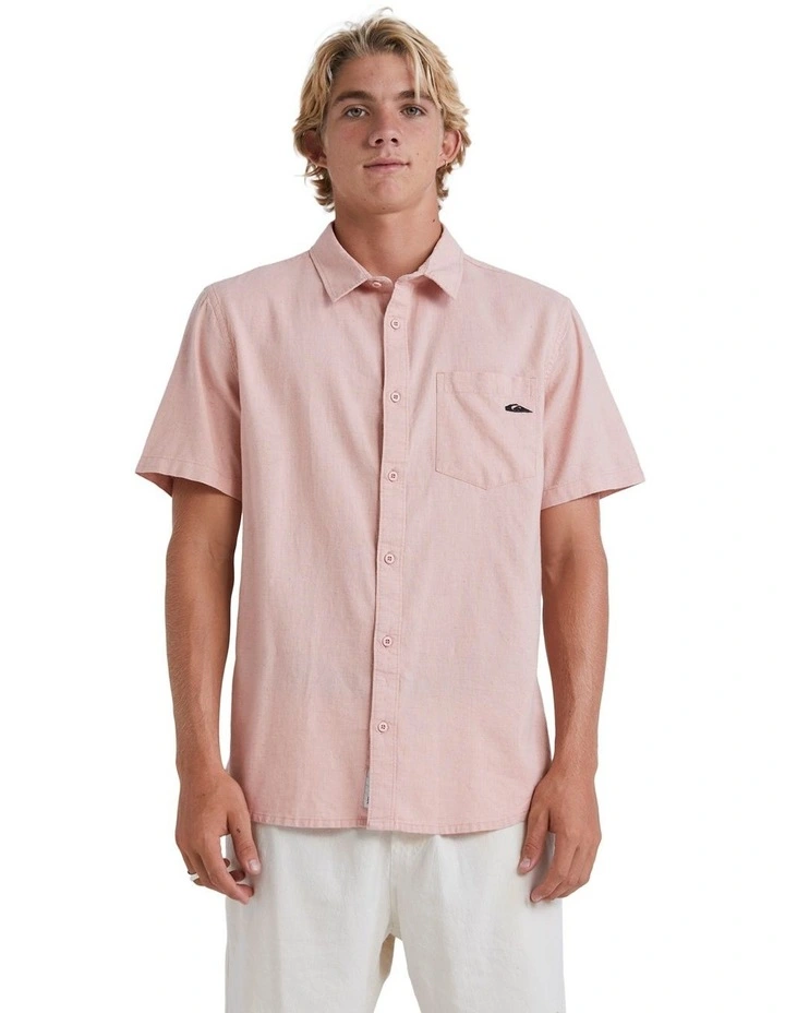 Palm Waves Short Sleeve Shirt in Dusty Pink