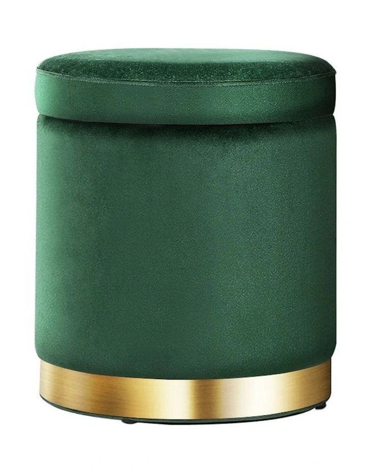 Ottoman Storage Round Foot Stool in Green