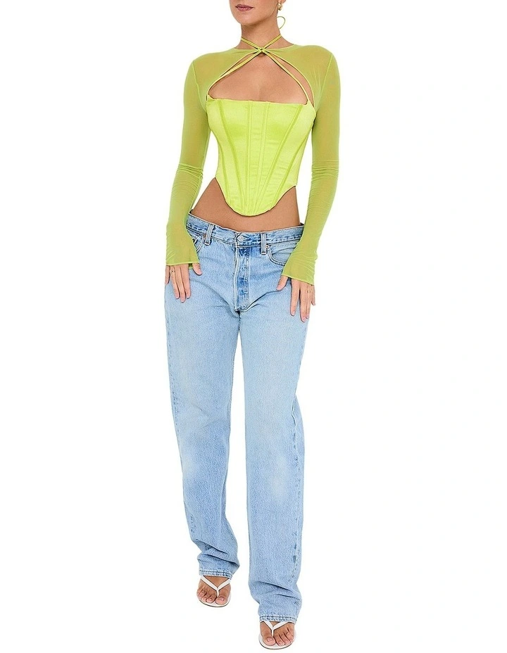 Know You Long Sleeve Corset in Lime