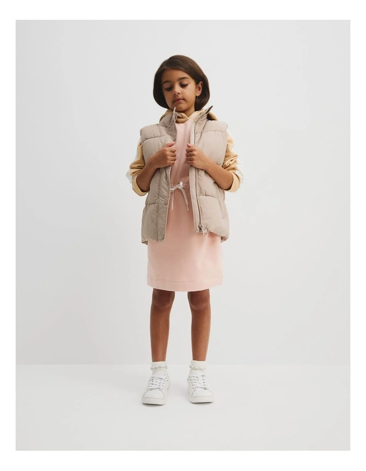 Spliced Sweat Dress in Antique Pink