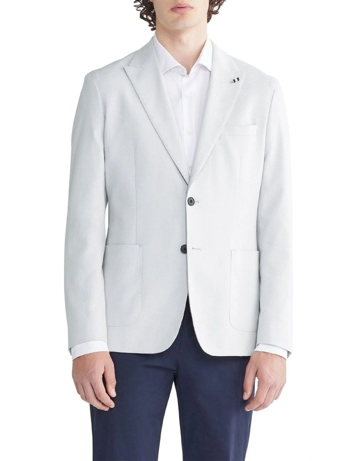 Slim Jacket Dobby Text Plain in Grey