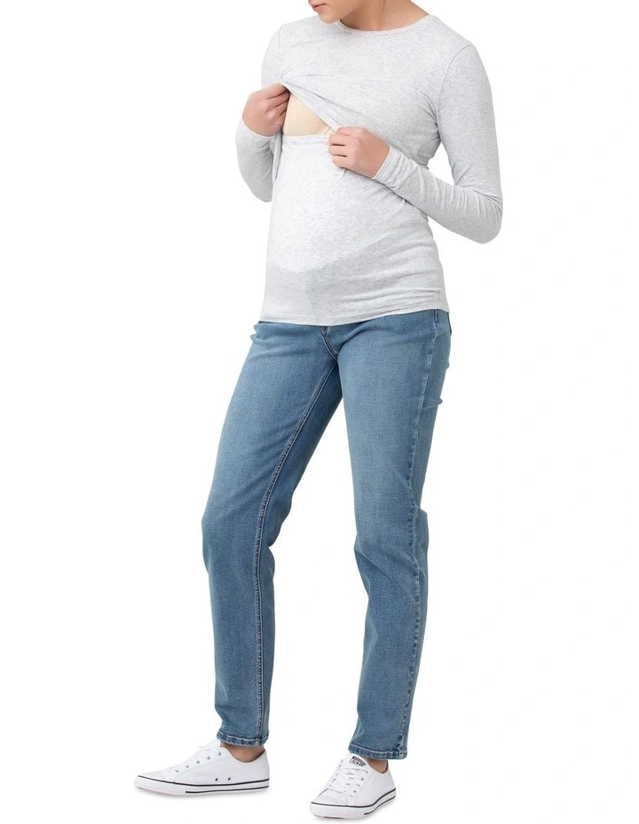 Organic Cotton Nursing Top in Silver Marle