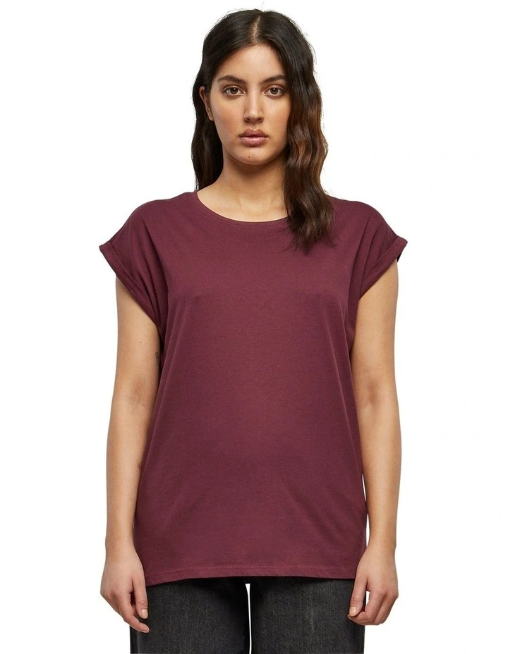 Extended Shoulder Tee in Cherry