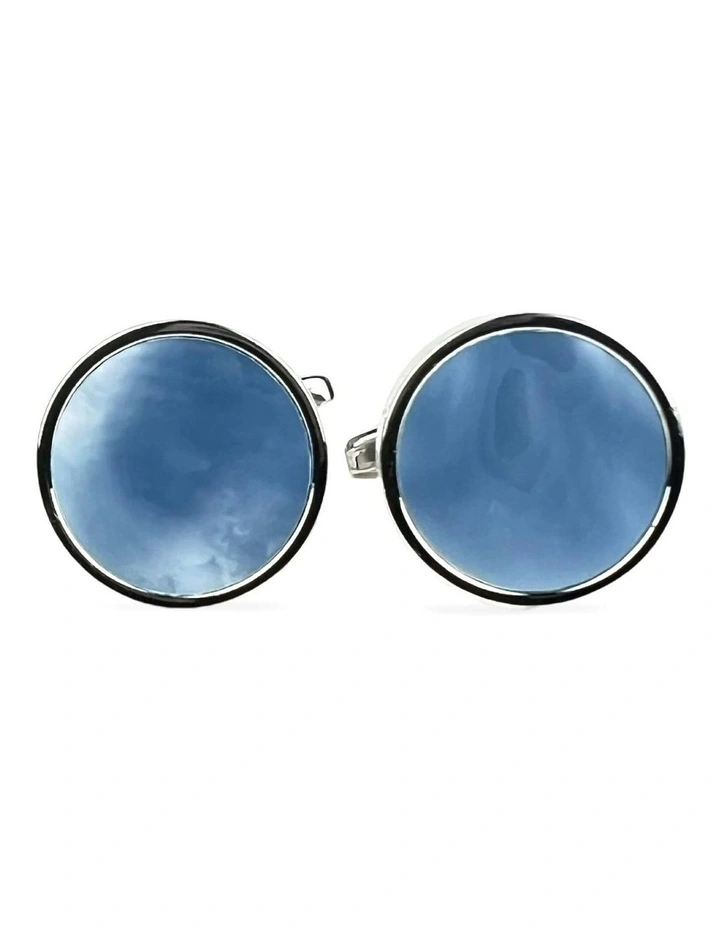 MOP Round Cufflink in Silver
