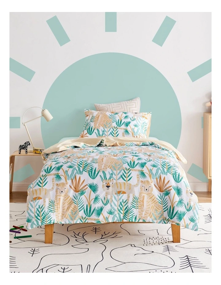 Tiger Safari Quilt Cover Set in White
