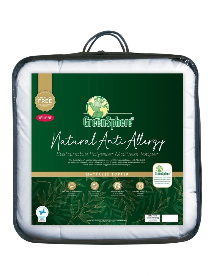 Natural Anti Allergy Mattress Topper in White