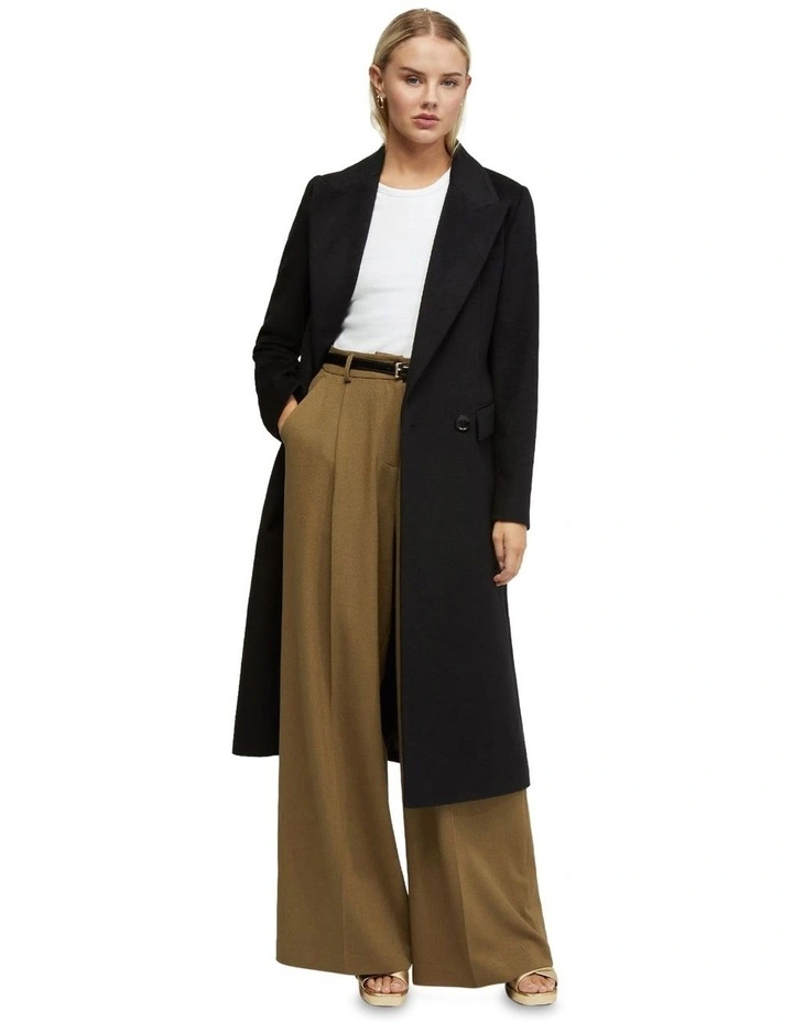 Saskia Double Breasted Wool Rich Coat in Black