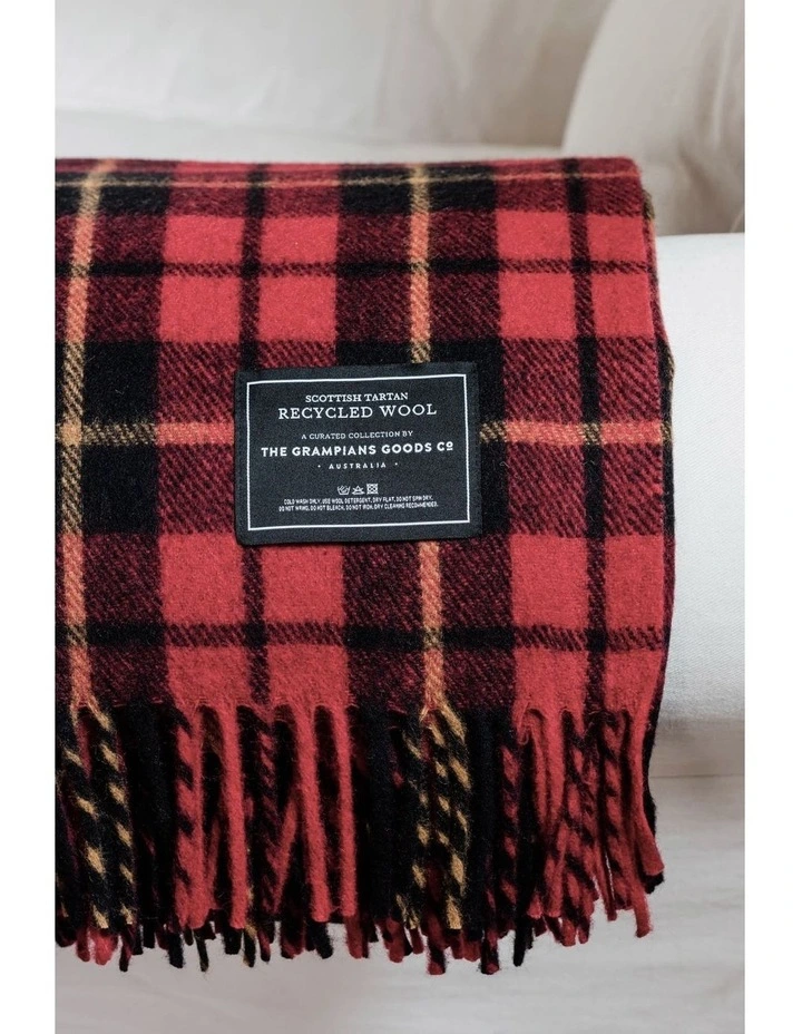 Heritage Collection Recycled Wool Scottish Tartan Blanket in Rebellion