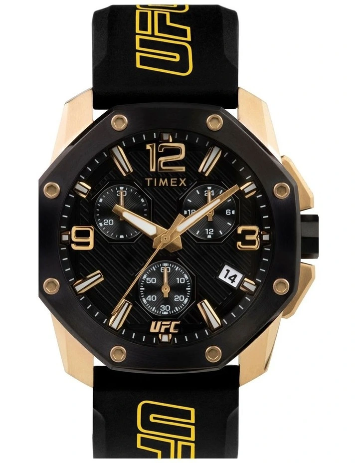 UFC Large Octagon Dial Chronograph Watch in Black
