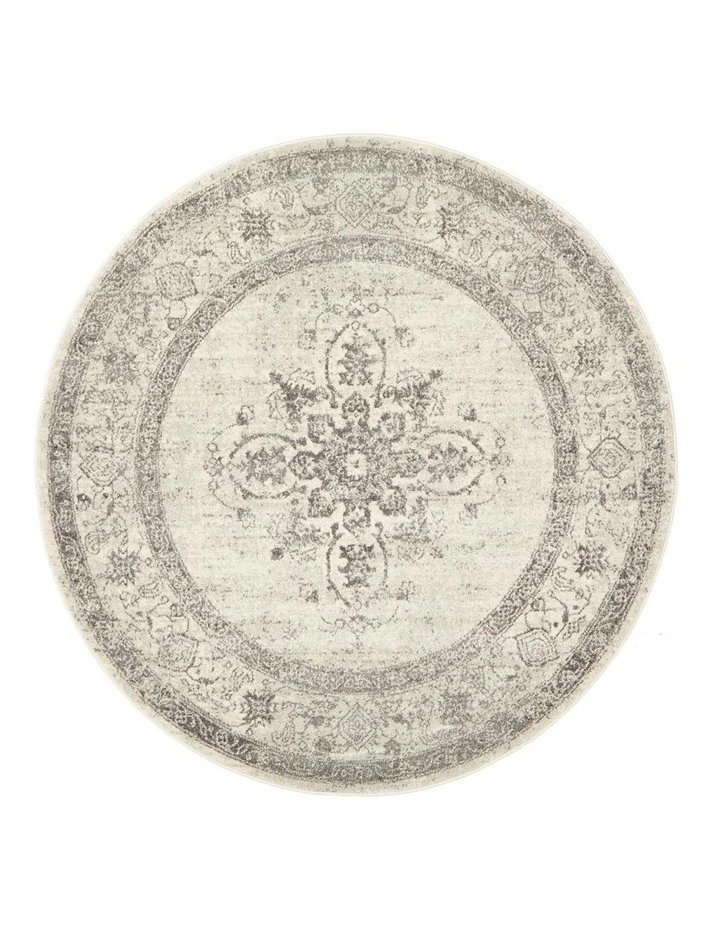 Century Round Rug 977 in Silver