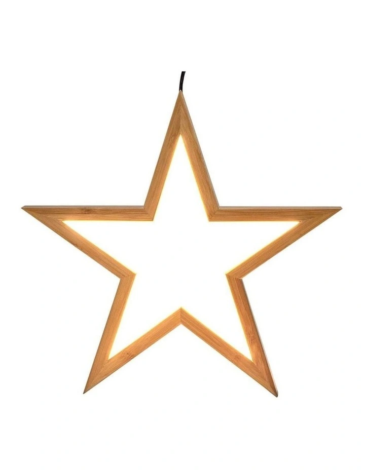 Bamboo Small Hanging Star LED Lamp 4 Pack in Natural