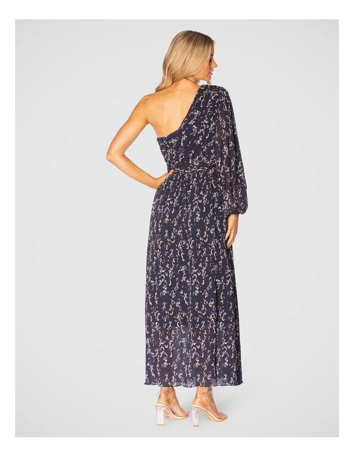 Leah One Shoulder Midi Dress in Multi