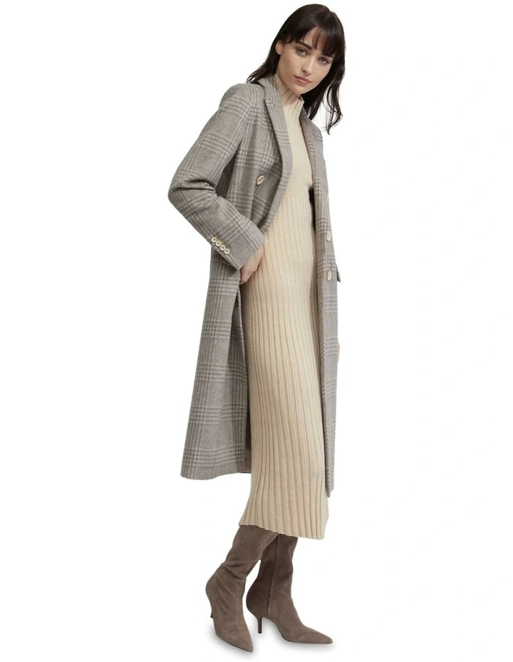 Lily Alpaca Blend Check Coat in Oatmeal