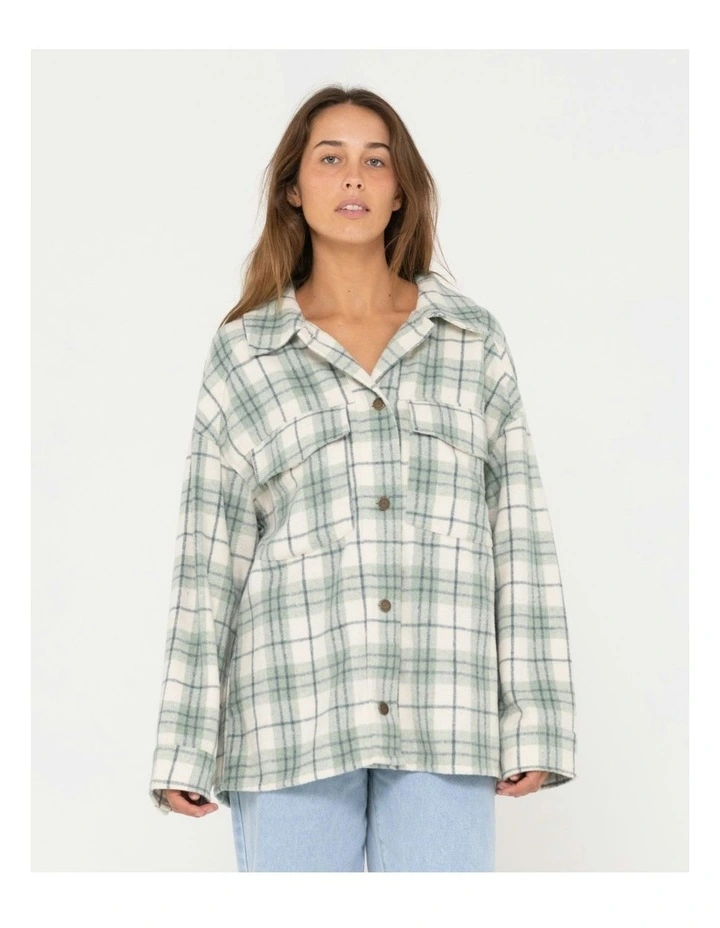 Stemming Long Sleeve Plaid Over Shirt in Green