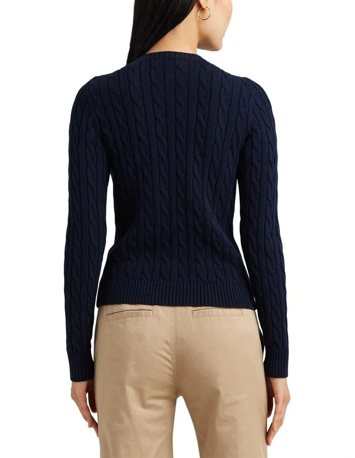 Cable-Knit Cotton Cardigan in Navy