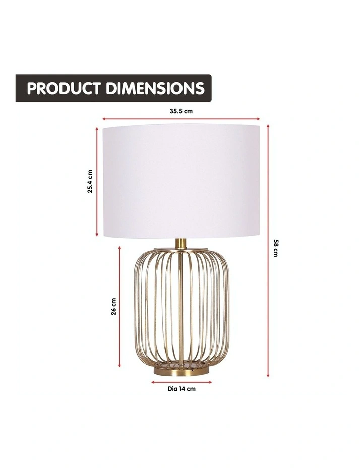 Table Lamp Rose Gold Finish with White Linen Shade