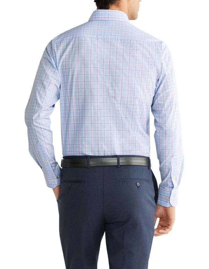 Tailored Fit 3 Col Mid Check Shirt in Lilac