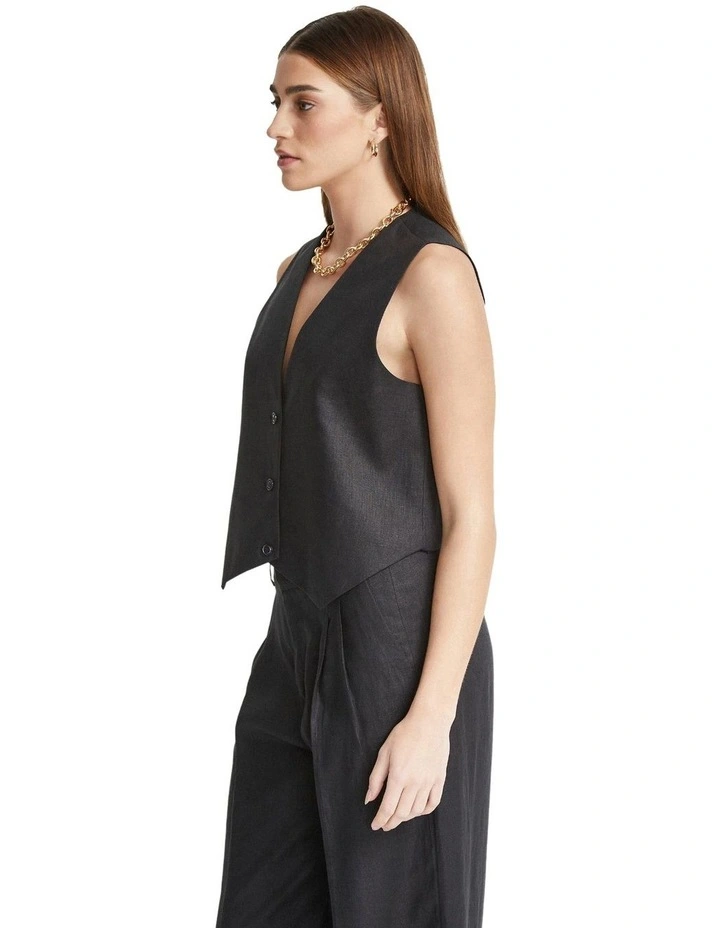 Vienna Linen Waistcoat in Black