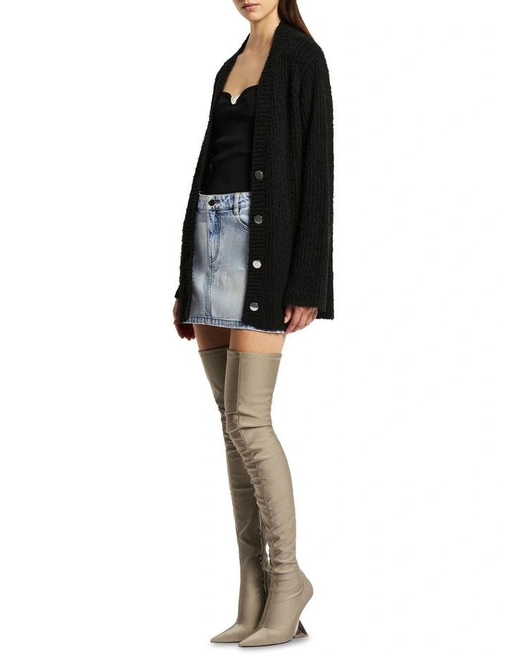 Hibernate Knit Longline Cardigan in Noir