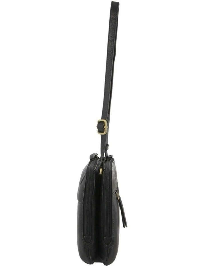 Leather Ladies Crossbody Bag in Black