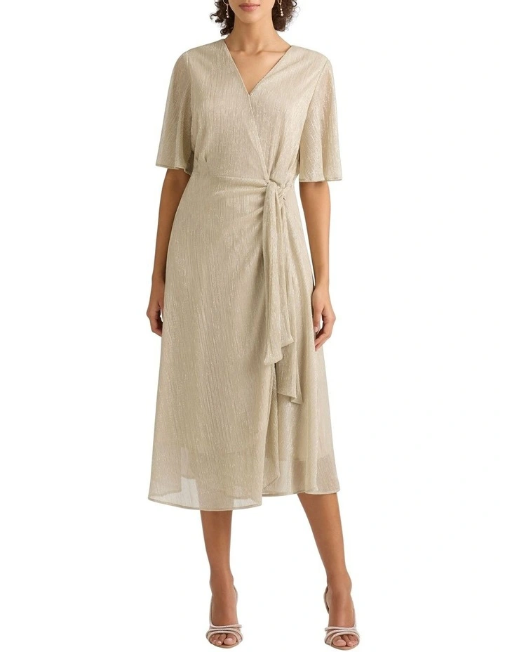 Corrina Midi Dress in Gold