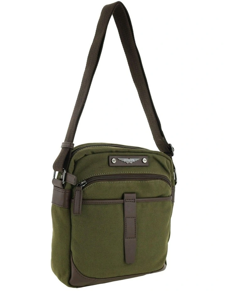 Police Rustic Canvas Crossbody Bag in Dark Olive