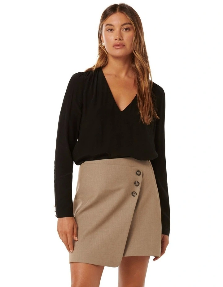 Tiffany V-Neck Blouse in Black