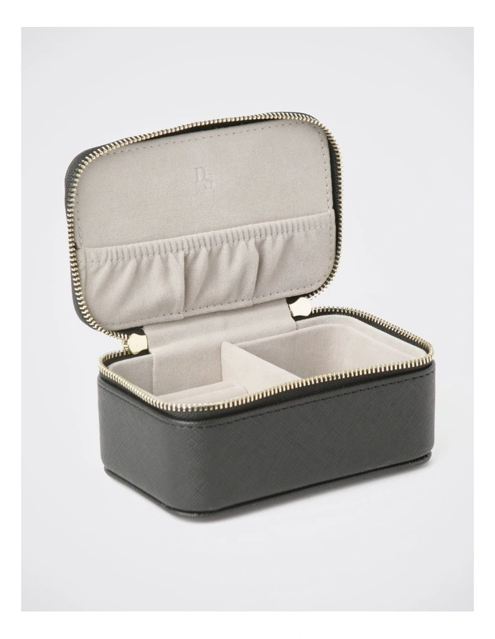 Small Zip Around Jewellery Box in Black
