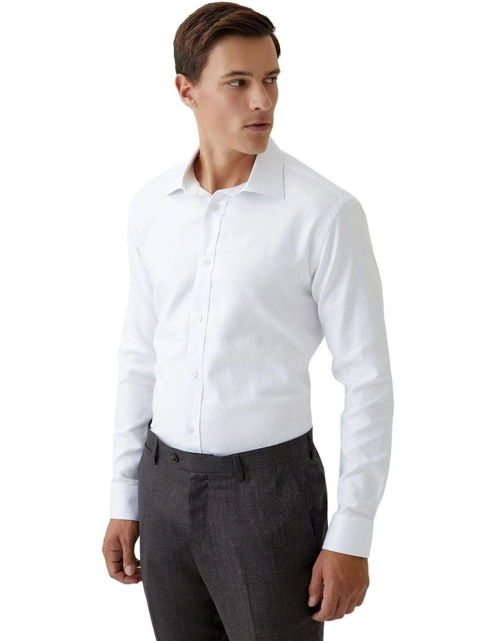Islington Cotton Dobby Shirt in White