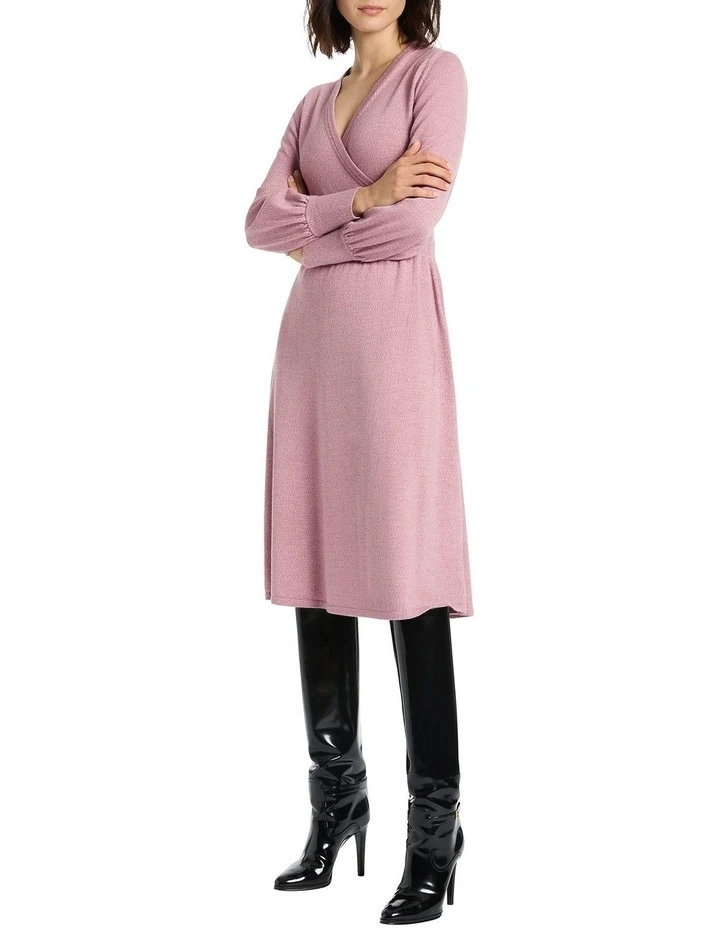 Mika Merino Wrap Dress in Blush Melange