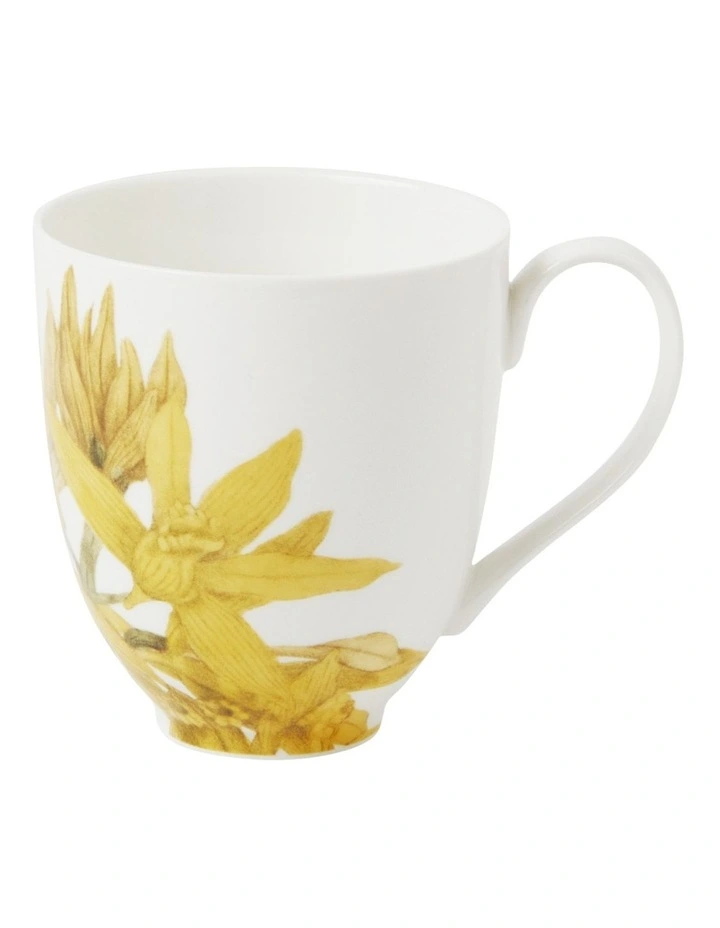 Royal Botanic Gardens Australian Orchids Mug 350ml in Yellow