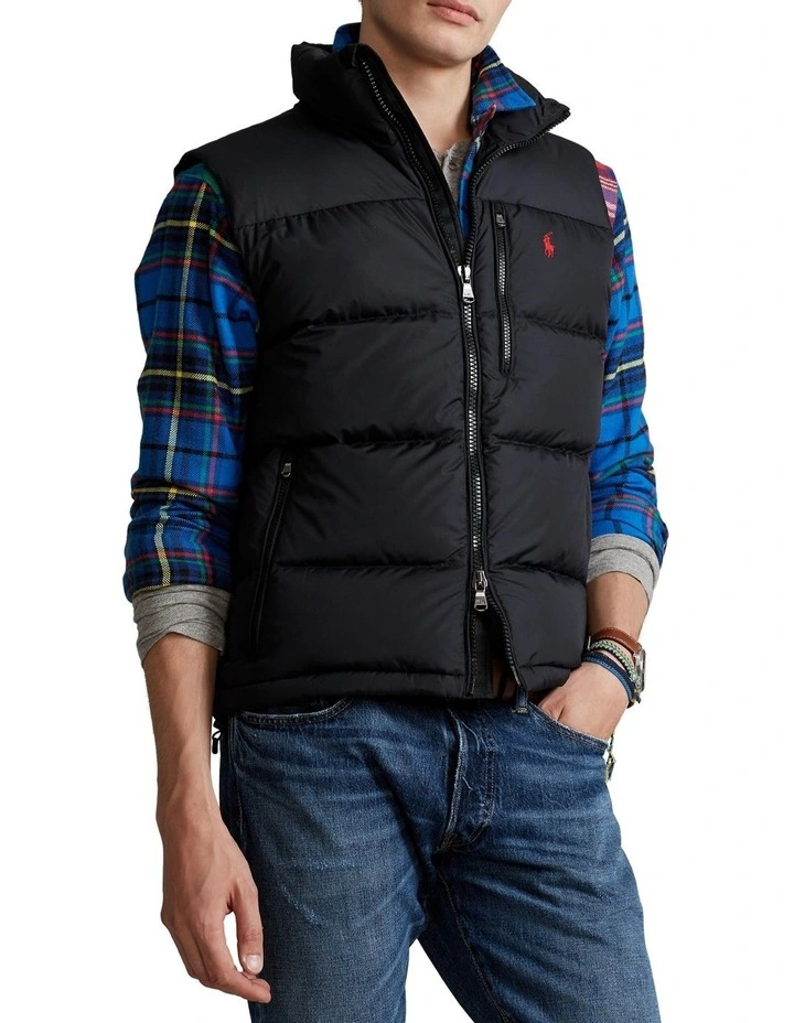 Water-Repellent Down Vest Black