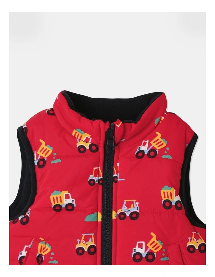 Reversible Puffer Vest in Red Patent