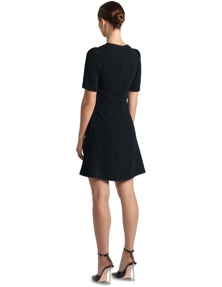 Recycled Crepe Twist Front Mini Dress in Ink