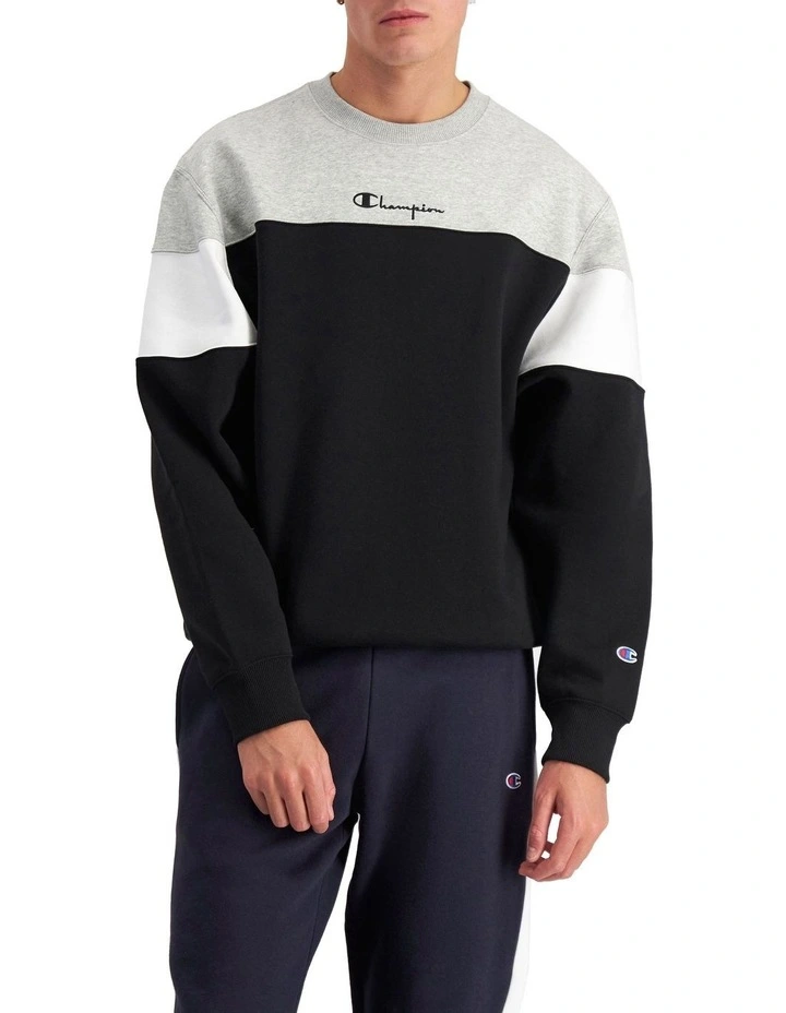 Rochester City Crew Sweat Top in Black