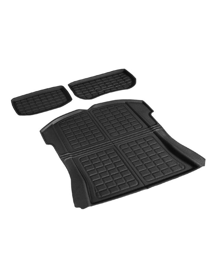 3 Piece Rubber Trunk Cargo Mats for Tesla Model 3 2021-2022 in Black