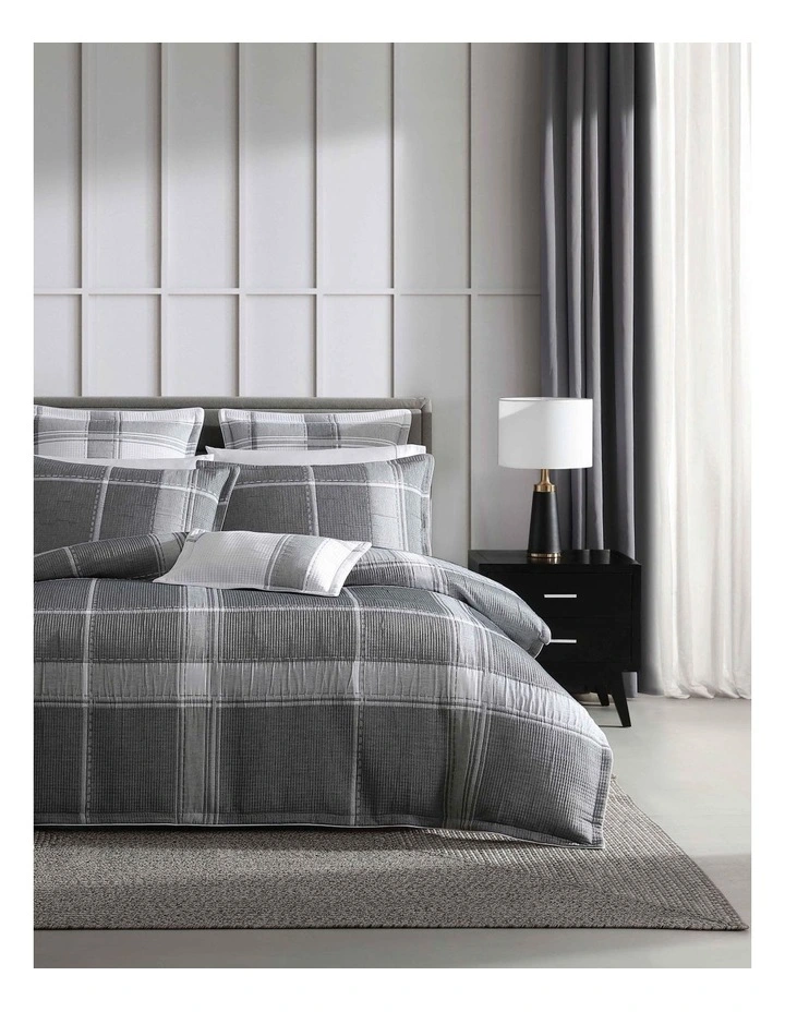 Cannon Charcoal Quilt Cover Set in Charcoal