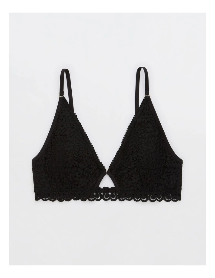 Show Off Cozy Lace Padded Bralette in True Black