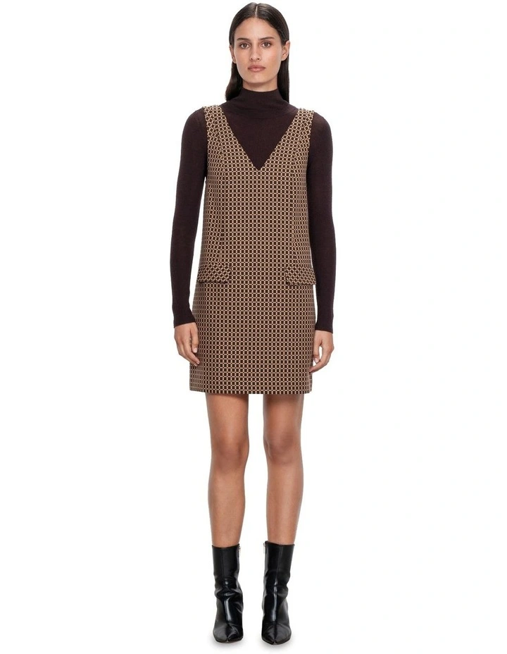 Deco Check Shift Dress in Chocolate