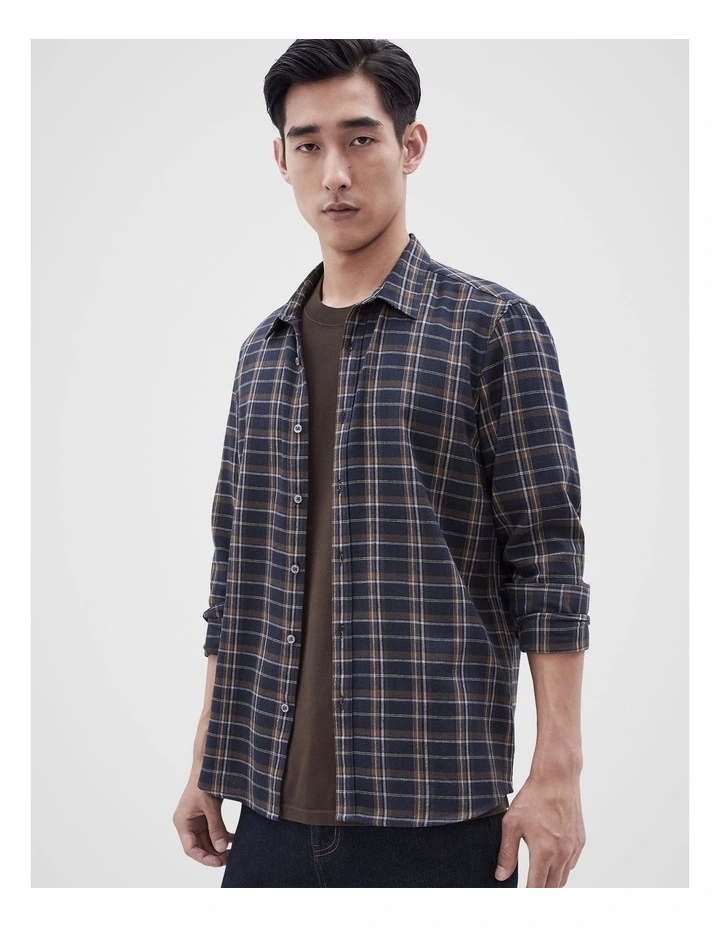 Check Long Sleeves Regular Shirt in Navy
