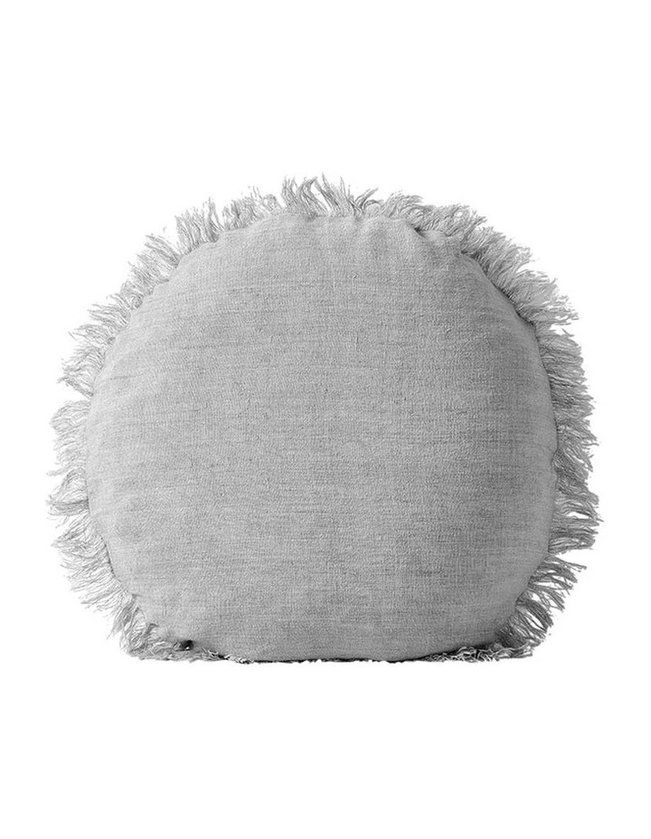 Vintage Linen Fringe 45cm Round Cushion in Smoke