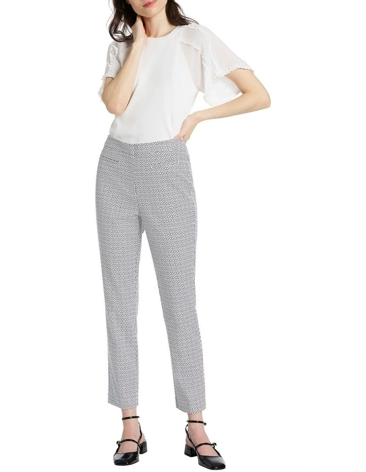 Elsa Geo Print Pant in Ivory/Navy