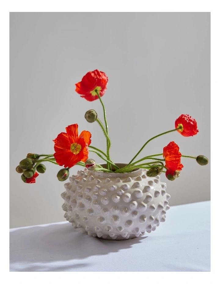 Pearl Vase Short D22.5 x H14 cm in Off White