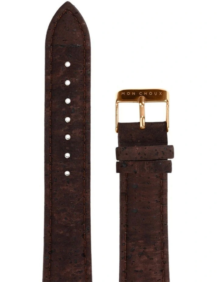 Cork Leather Vegan Watch Strap 18mm in Brown/Rose Gold